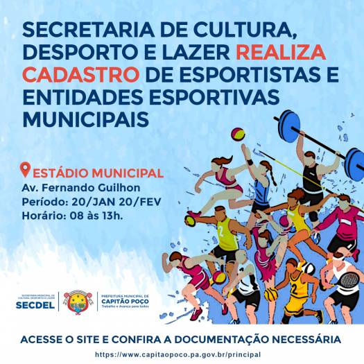 Cadastramento de entidades esportivas e praticantes de modalidades individuais